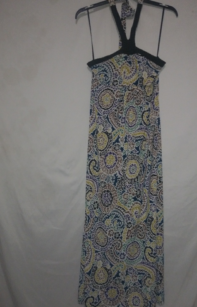 Elle M Black Lime Picadilly Maxi Halter Dress